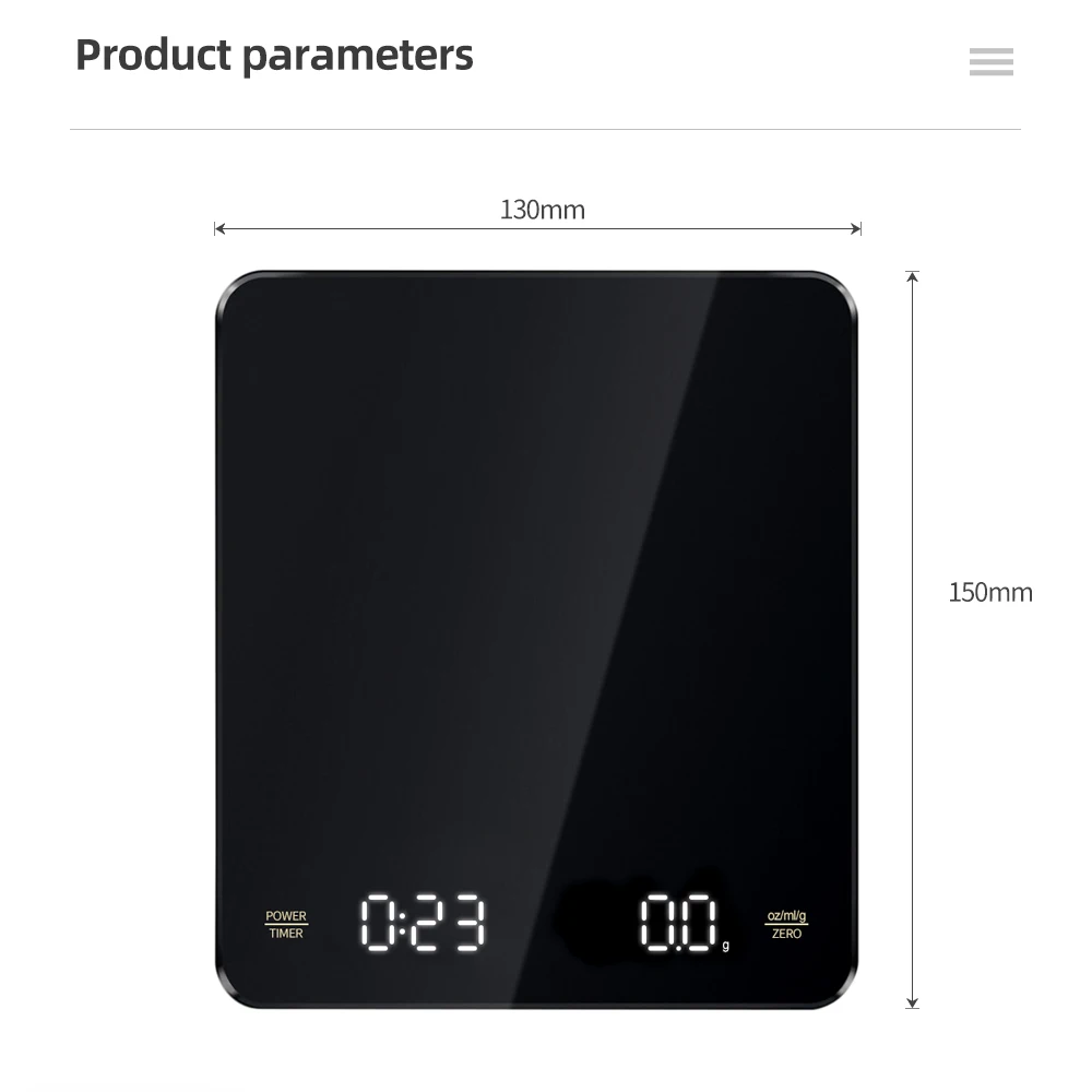 Digital Coffee Scale with Timer 3kg/0.1g Precision