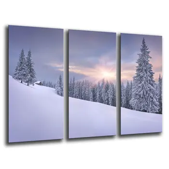 

Landscape Forest Snowy Winter, photo print on wood, modern picture decorative 26092