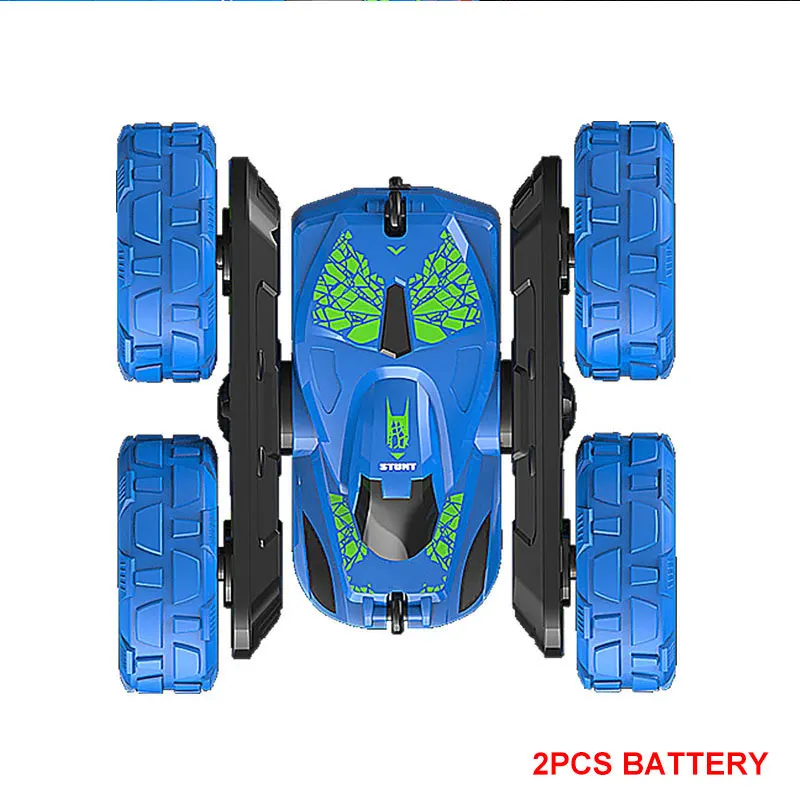 Двусторонняя 360 градусов вращающаяся RC трюковая машина 2,4 ГГц внедорожная игрушка для детей Дети PAK55 - Цвет: 2pcs  battery