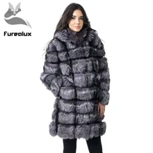 90 см длинная натуральная черно-бурая лиса меховая шуба уличная одежда женские куртки с капюшоном зимние новые теплые плюс размер S-8XL для женщин