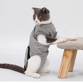 

New Pet Clothes for Cat Pet Cat Recovery Suit After Surgery Wear Abdominal Wounds Skin Disease E collar Alternative Cotton Suit