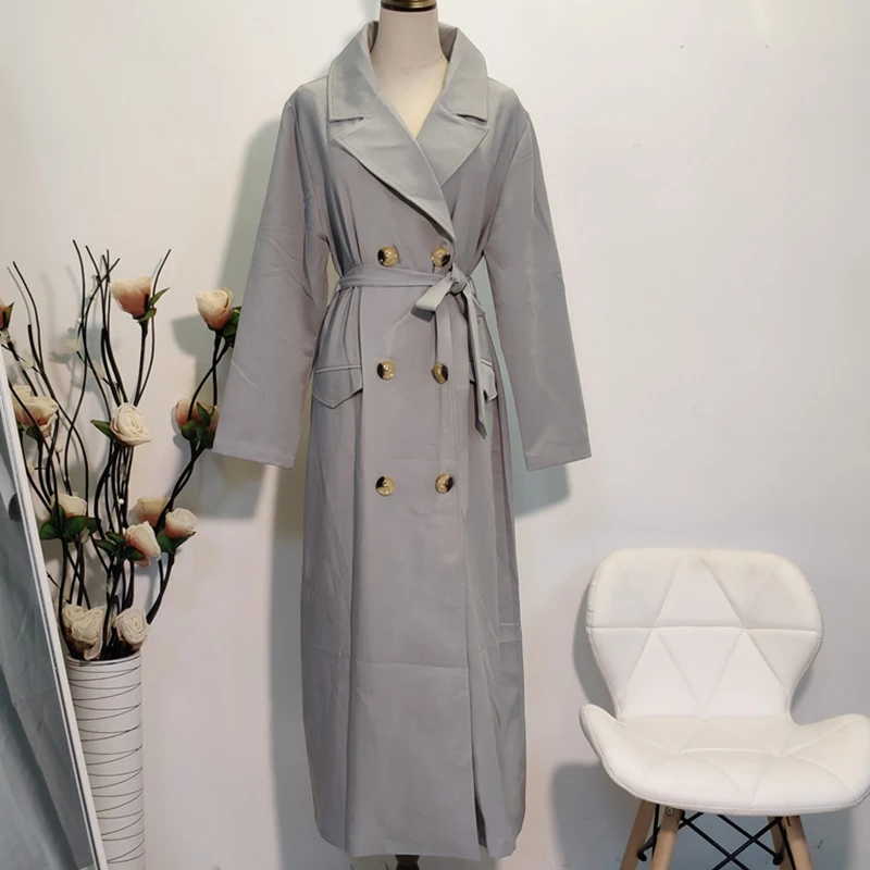 Grey Trench Coat Siskakia X длинный зимний женский теплый двубортный плащ с воротником Ins influencer горячая Распродажа зимнее пальто - Цвет: Grey Trench Coat