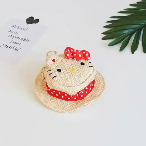 3 Мультфильм hello kitty My Melody Cinnamoroll тканая соломенная шляпа кошелек портмоне сумка подвеска брелок сумка украшения для девочек Подарки - Цвет: 3