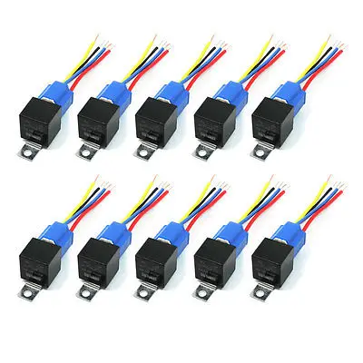 

10 Pcs Rubber Coated Ceramic Socket SPDT 5 Pin NC+NO Car Relay 40A 24V Volt DC
