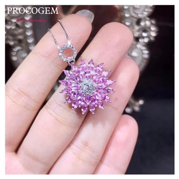 شراءProcogem رائع الطبيعية الوردي الياقوت قلادة القلائد الجميلة مجوهرات للنساء أكثر حقيقية الأحجار الكريمة 925 فضة #720