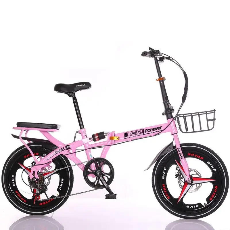 Детский складной велосипед для начальной школы, детский, Мужской и Женский, скоростной велосипед, 16, 20 дюймов, ультра-портативный мини-светильник - Цвет: pink4
