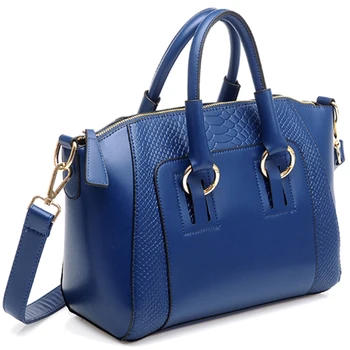 

Women's Shoulder Bag in imitation leather Satchel Cross Body Tote Bag (Blue)