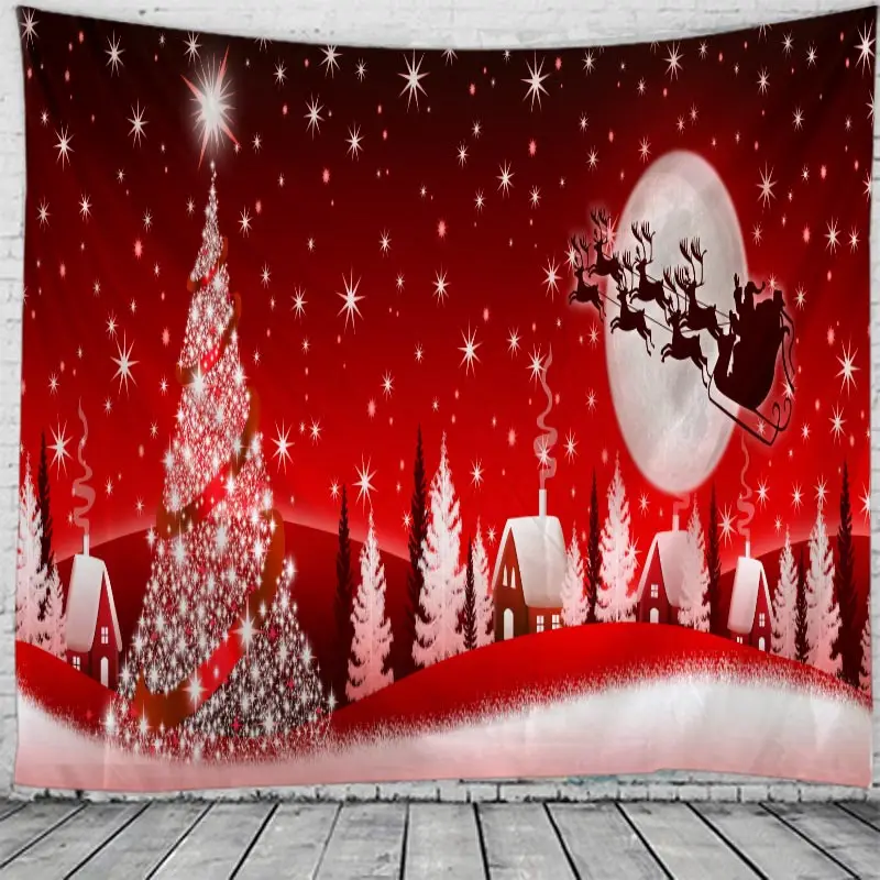 Tapestry Christmas Wall Hanging Night Home Deco Castle Print Tapestries Large Size Free Shipping | Дом и сад