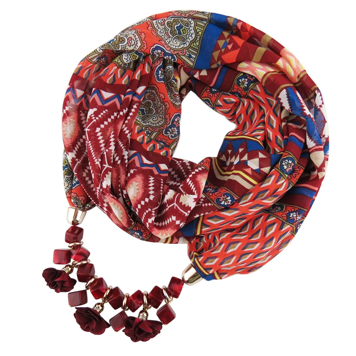 Женский шифоновый шарф с принтом куб смола ткань колье с подвеской в форме цветка шарф стиль горячие товары