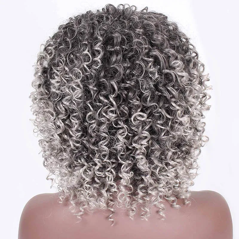 Doris beauty фиолетовый афро вьющиеся парики для афро-американских женщин 12 ''синтетический короткий парик натуральные волосы челка Ombre розовый пурпурный - Цвет: T1B-0906