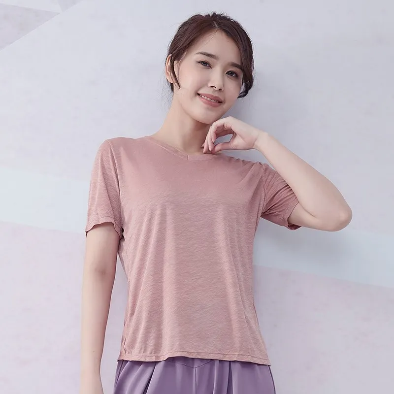 Vansydical Womens V-Neck Yoga Shirts Sexy Backless Quick Dry Running T-Shirts Short Sleeve Workout Gym Fitness Loose Sports Tops