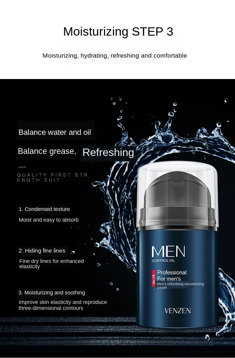 Conjunto de Cuidados com a Pele para Homem Controle de Óleo Hidratação para Homens Pçs com Caixa de Rosto Toner Essência Creme Limpador Facial Kit Refrescante p 3 8 homem 3 pçs com caixa de rosto
