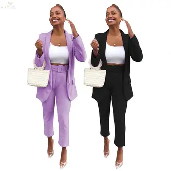 

Spring Women Set Notched Full Sleeve Blazer And Pencil Pants Suits Two Piece Set Casual Office Ladies Elegant Women Tracksuit