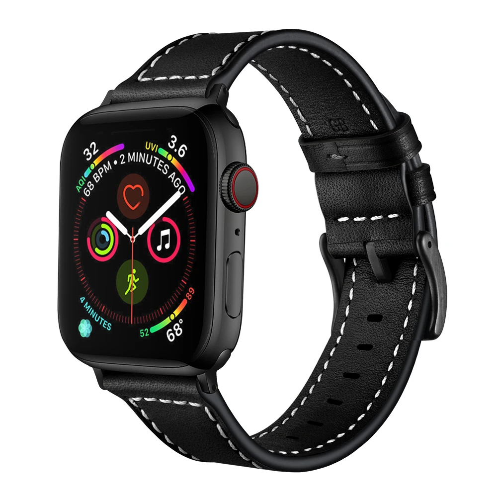 Новый кожаный ремешок светильник коричневый черный для наручных часов Apple Watch