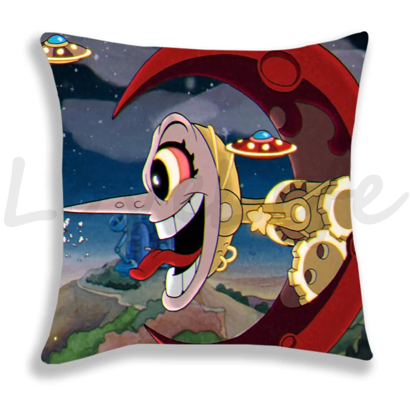 Cuphead And Mugman Pillow Case Cartoon Games Printed Cushion Cover 45x45cm Decoration Throw Pillowcase Single-sided Pillow Cover