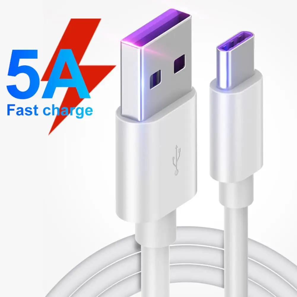 Мягкий 1 м 5А супер быстрая зарядка usb type C телефонный кабель Синхронизация данных хорошая проводимость ПВХ+ медный шнур для huawei