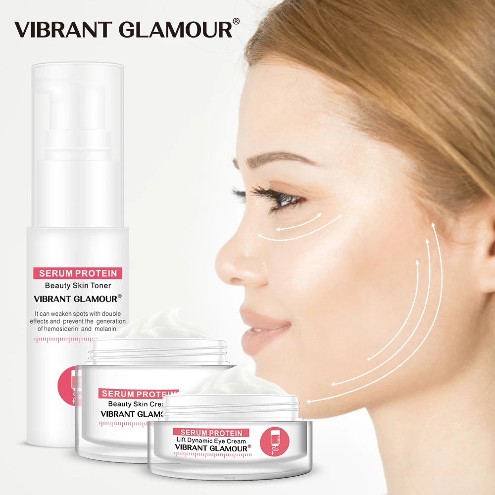 

VIBRANT GLAMOUR Serum Protein Repair Face Cream FacialToner Eye Cream Skin Care Set Anti-Wrinkle Moisturizing Against Puffiness