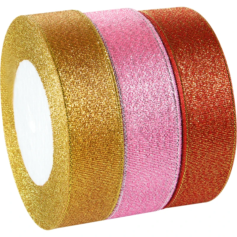 Metallic Glitter Ribbon - 25 Yards of Gold & Silver Sparkle for Crafts, Sewing, and Gift Wrapping