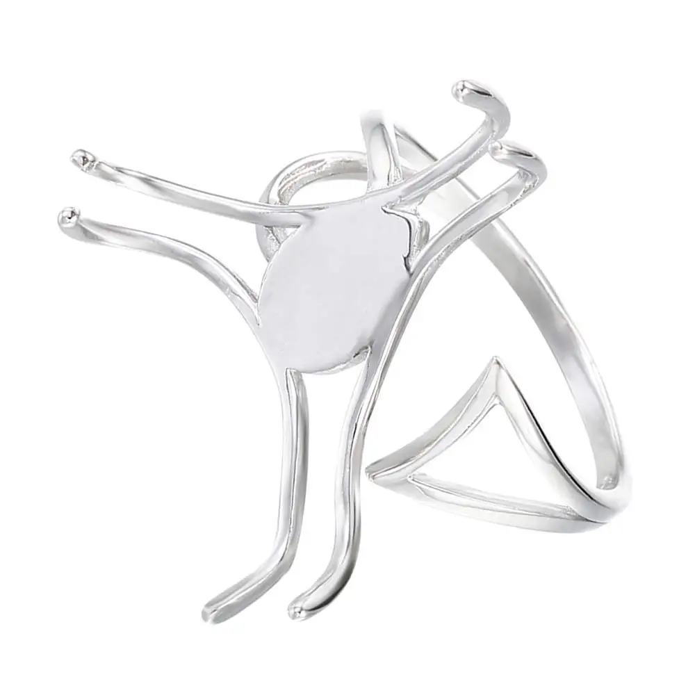 925 Sterling Silver 6 Claws Ring Blank Round Metal Adjustable Base Finding Jewelry Components DIY Gift for Friends | Украшения и