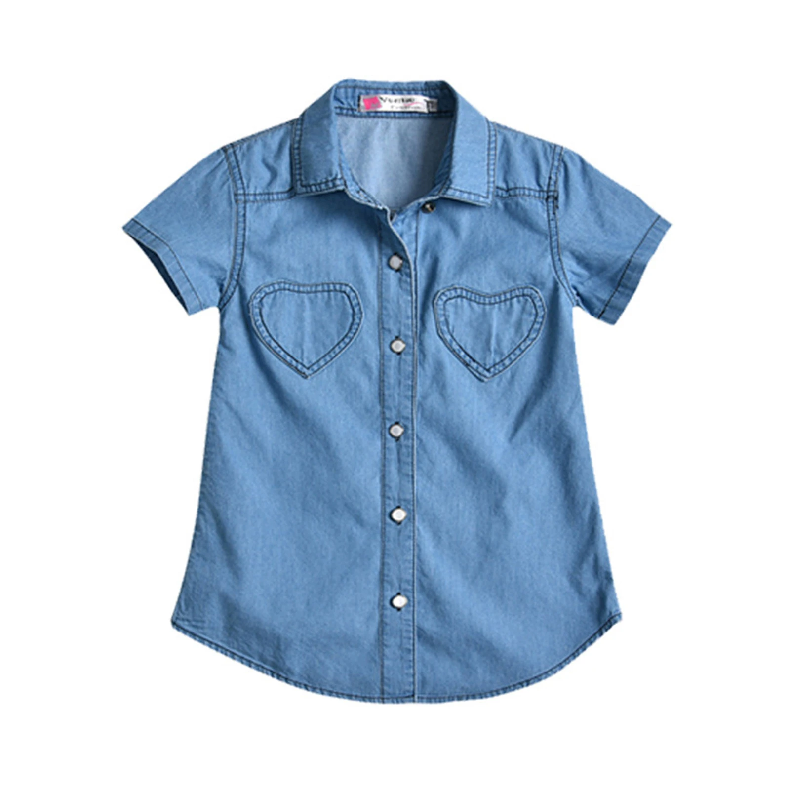 2021 Summer Baby Girl Denim Shirt Love 
