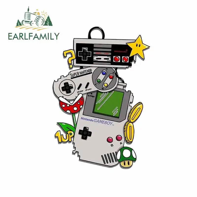 EARLFAMILY, 13 см x 8,9 см, для винтажных видеоигр, аниме, наклейки на автомобиль, шлем, мотоцикл, солнцезащитный, виниловый, JDM, бампер, грузовик, графика