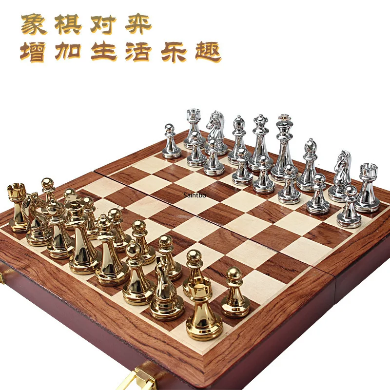 Металлический Шахматный набор, Складная Настольная игра-головоломка, металлические шахматы из сплава, дорожные игры, игра из частей, набор настольной игры, шашки, шахматы