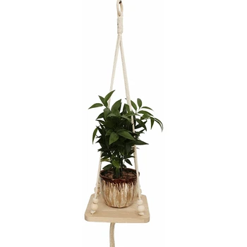 

Plant Short Rope Hand-knitted Mural Flower Pot Net Pocket Hanging Basket Indoor And Outdoor Plant Lanyard Cotton Color