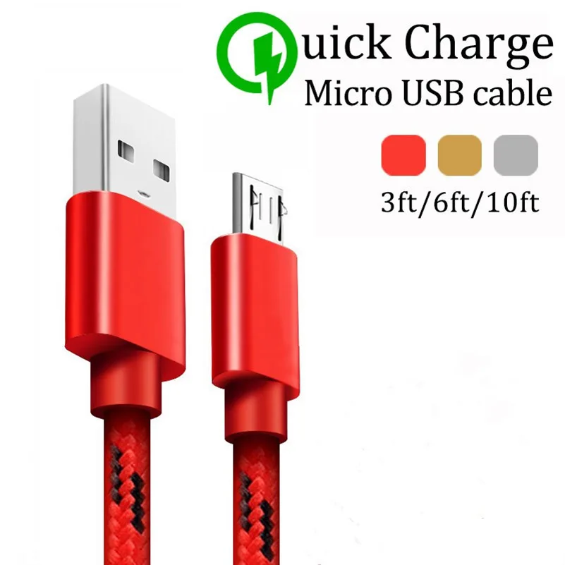 

Micro USB Cable Nylon Fast Charge USB Data Cable for Samsung S6 S7 Edge Xiaomi LG Tablet Android Mobile Phone USB Charging Cord