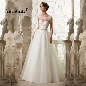 

In Stock Real Photo Cheap Beach Wedding Dresses Tulle Applique Vestido De Noiva Boho Dubai Arabic Wedding Gown Bridal Dress