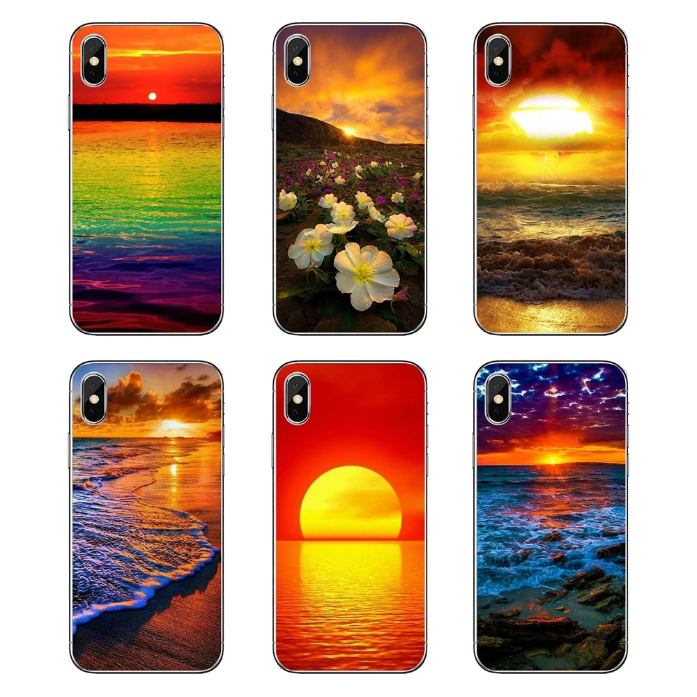 Silicone Phone Cases Covers For Huawei P20 Lite Nova 2i 3i 3 GR3 Y6 Pro Y7 Y8 Y9 Prime 2018 2019 Tropical Beach Sea Sunset Print |
