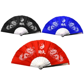 

Kung Fu Fan Chinese Traditional Martial Arts Folding Tai Chi Fan Dragon Wushu Stainless Steel Frame For Performance Pratice