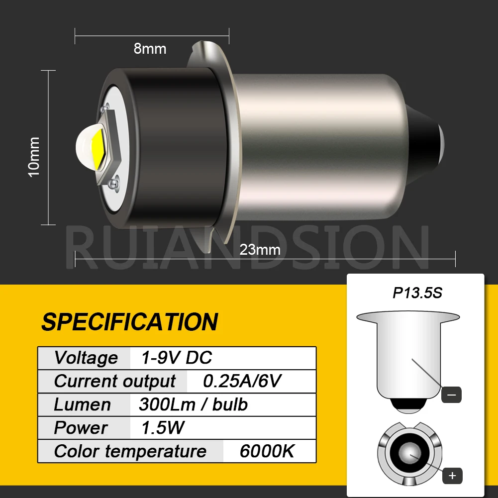 RUIANDSION LED Maglite  , 3D 6D 9D  ġ, XPG2 1-9V, 5-30V, 1.5V, 3V, 6V, 4.5V, 12V, 18V, 13.5V, 6000K, 2X P13.