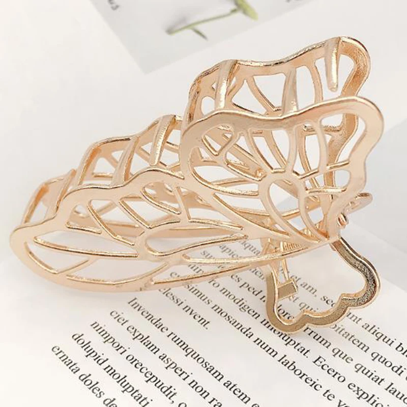 Women Girls Large Size Geometric Hair Claw Clamps Metal Butterfly Shape Hair Claw Clip Solid Color Hairpin Hair Accessories hair accessories for brides