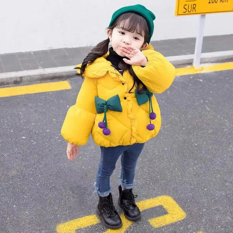Winter Children Kids Coat Baby Girl Coat Bowknot Design Casual Hoodie Outerwear Clothes Jackets