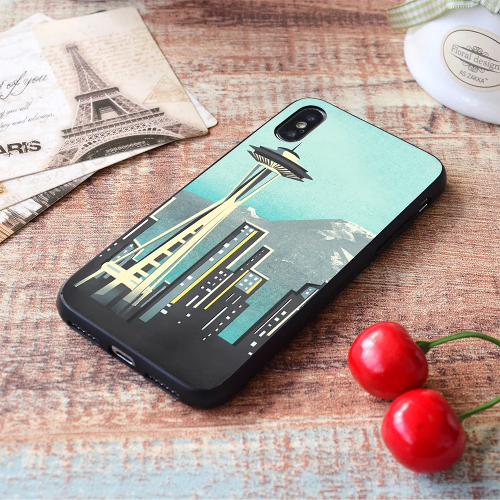 For iPhone Seattle Space Needle Soft TPU Border Apple iPhone Case iphone 6 case