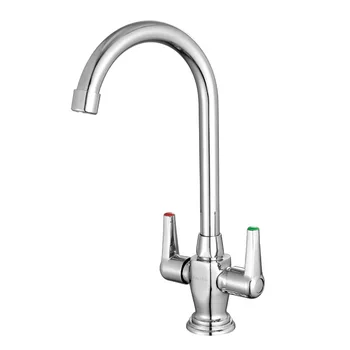 

Stainless Steel Kitchen Sink Faucet Hot and Cold Single Hole Double Handle Double Control Switch Rotatable Copper Faucet
