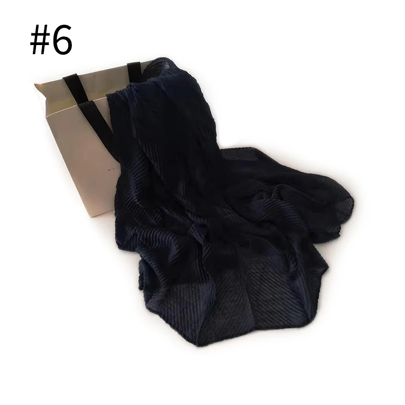 6 crinkle однотонный шарф-хиджаб Женская плиссированная Мода женские шарфы шали мусульманское однотонное хиджабы - Цвет: 6
