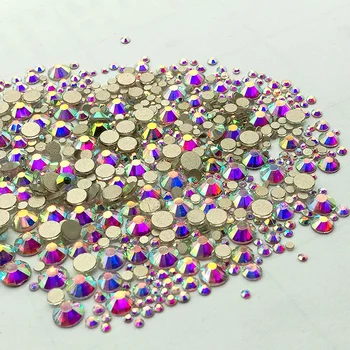 

Super Glitter Flatback Multicolor Non HotFix Rhinestones For Nail Art Decoration Shoes And Dancing Decoration SS3-SS30 1440pcs