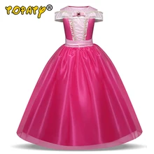 Платье принцессы Авроры; костюм Спящей красавицы для девочек; детское красное платье с коротким рукавом; Вечерние платья на Хэллоуин; Карнавальные Платья
