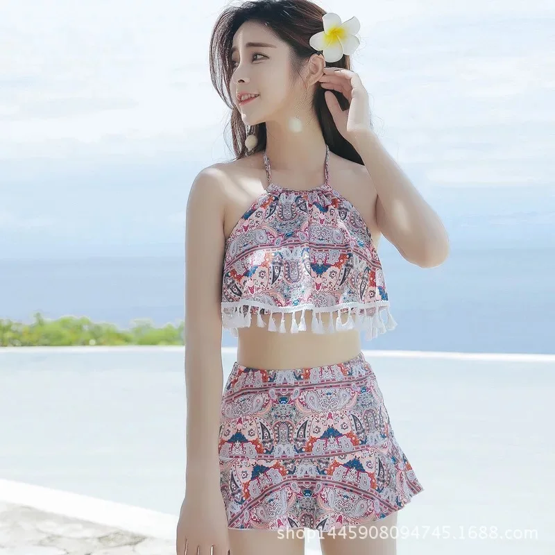 

Sea Swim South Korea-Style Slimming Sexy Boxers Split Type Three-piece Set Swimsuit Hot Springs Underwire Push up Swimwear