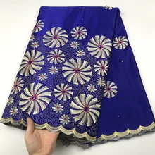 Синий Джордж кружевная ткань Африканская кружевная ткань высокое качество 5 ярдов вышитое кружево в нигерийском стиле ткани для свадебного платья A02