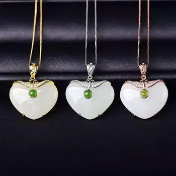 

Package S925 silver natural Xinjiang and Tianyu pendant with pure silver necklace seiko mosaic