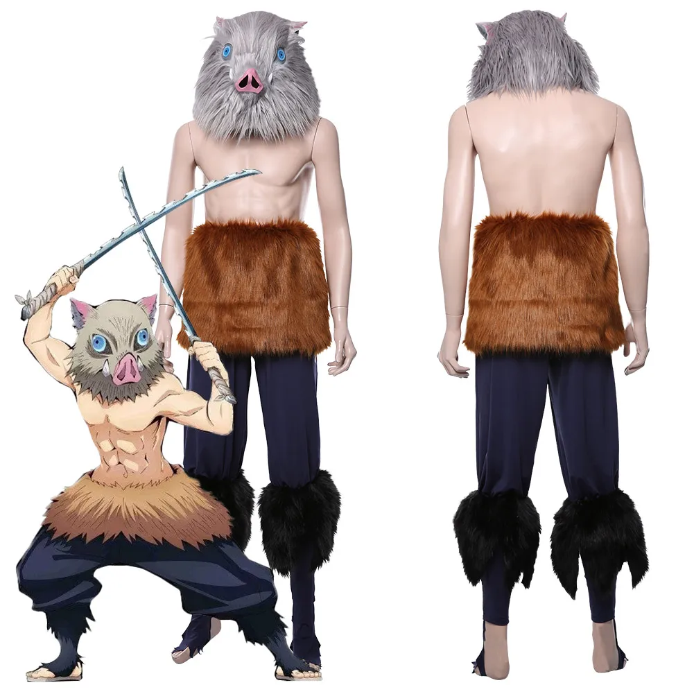 Аниме «Demon Slayer Kimetsu no Yaiba Hashibira Inosuke», костюм для косплея, штаны для взрослых, наряд