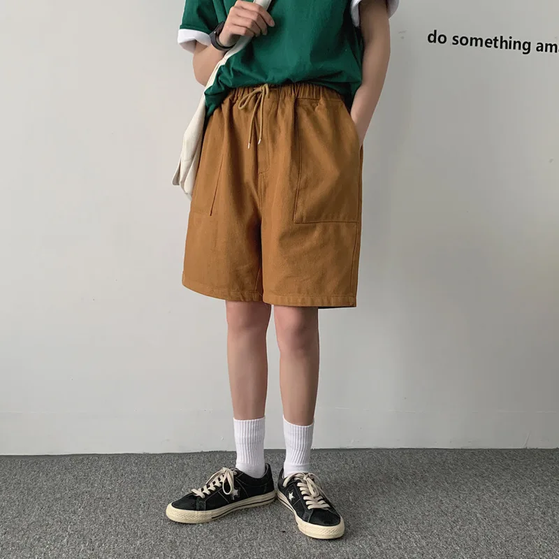 

Summer Korean Shorts Men's Fashion Solid Color Casual Shorts Men Streetwear Wild Loose Straight Five-point Pants Mens M-XL