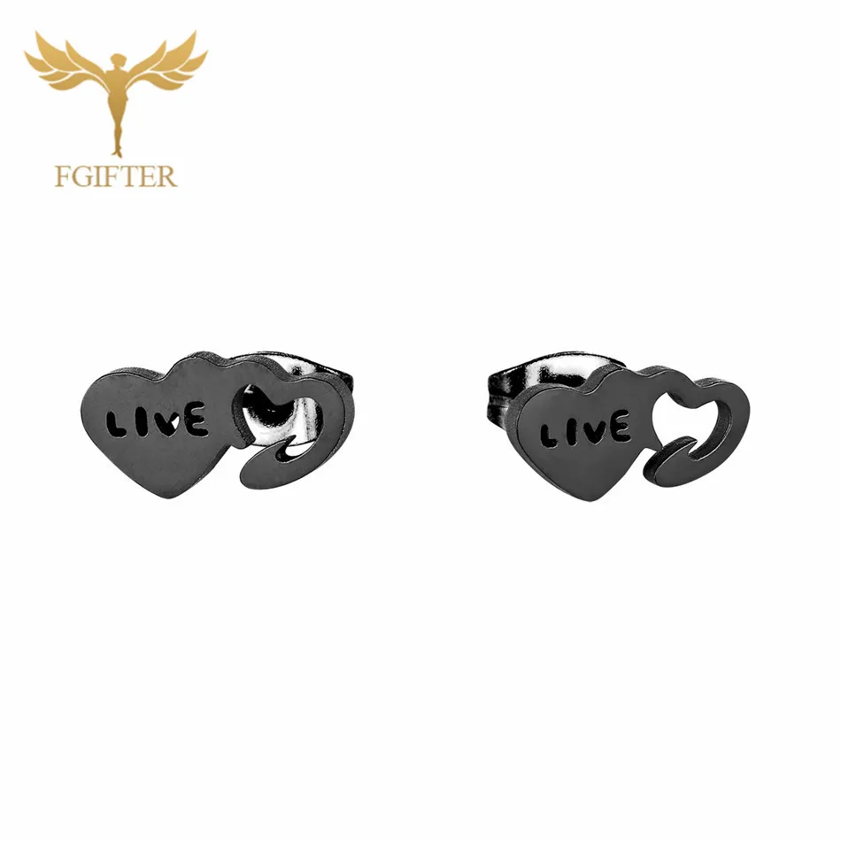 Black Earrings Серьги-гвоздики из нержавеющей стали высокого качества, романтические серьги для влюбленных девушек и женщин, свадебные ювелирные украшения, аксессуары - Окраска металла: Black Earrings