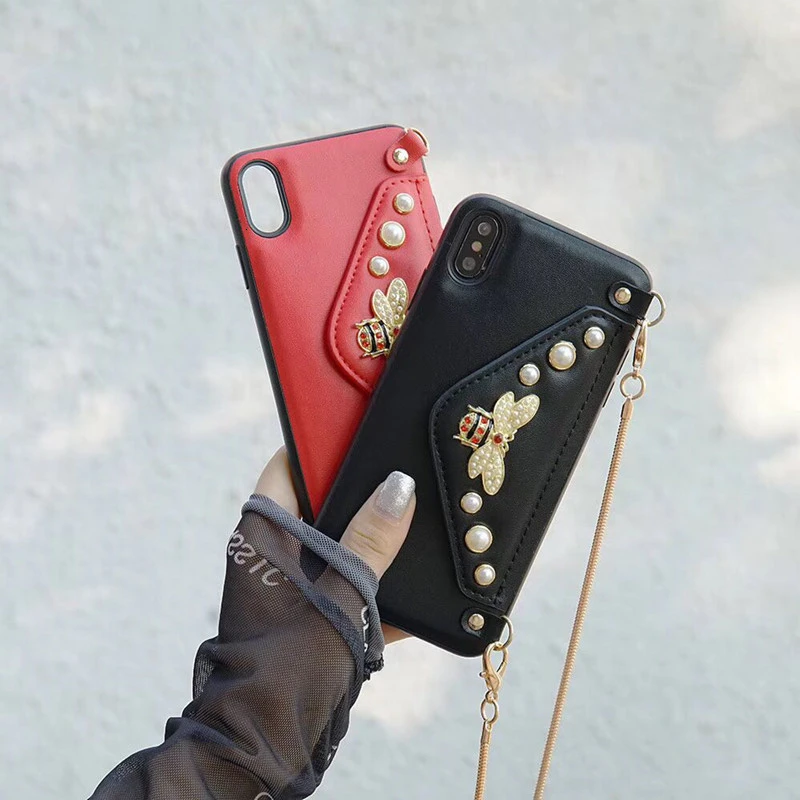 Роскошный чехол-кошелек для iPhone 11 Pro XS Max XR X 7 8 6 6s Plus с ремешком на плечо | Мобильные