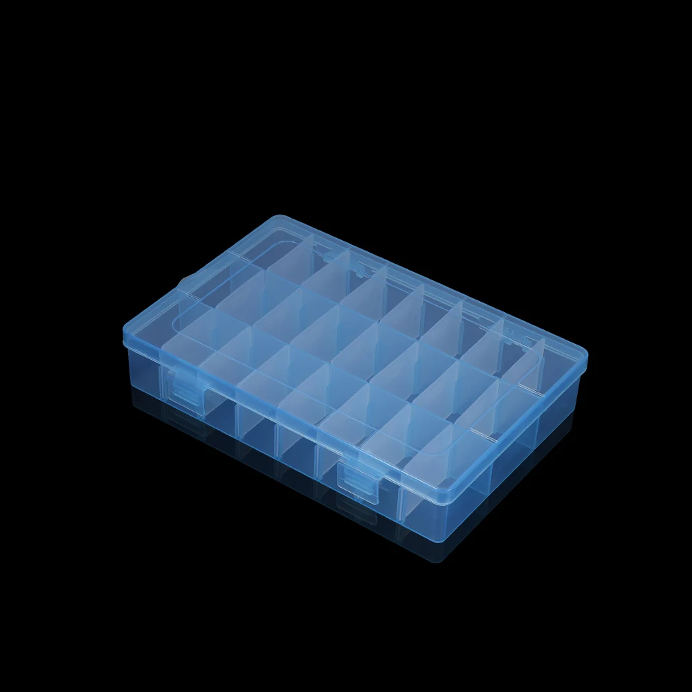 24 Сетки Регулируемый пластик 3 ряда прозрачный ящик для хранения Чехол ювелирных изделий дисплей бусины Серьги Организатор Контейнер - Цвет: Blue
