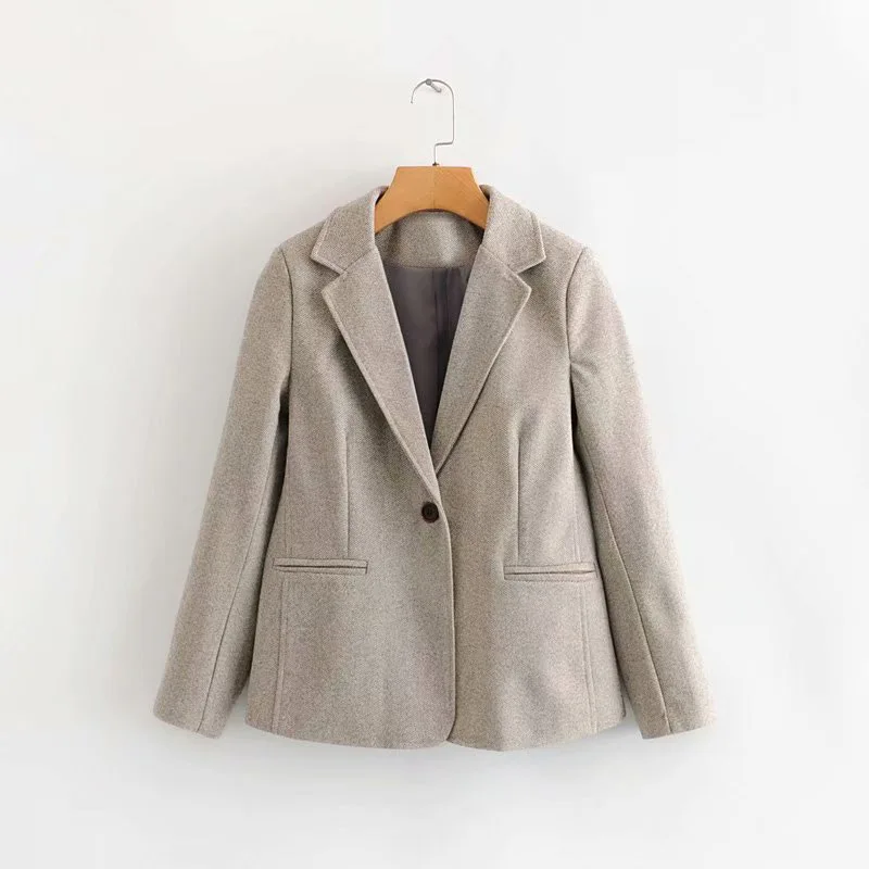 

F7232-Korean-style WOMEN'S Wear 2019 Spring And Autumn New Style One-Button Herringbone Suit Jacket Women's