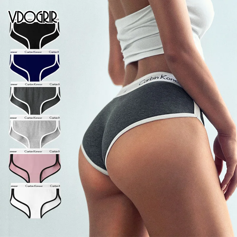 VDOGRIR New Cotton Women Sports Panties Underwear Seamless Letter Mid
