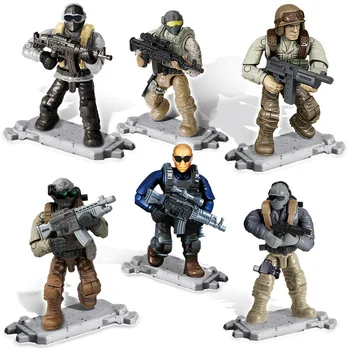 

6Pcs/set City Police Building Blocks 5.5CM ABS speical troops Action Figures Soldiers Model Set DIY Toys for Children Boys Gifts